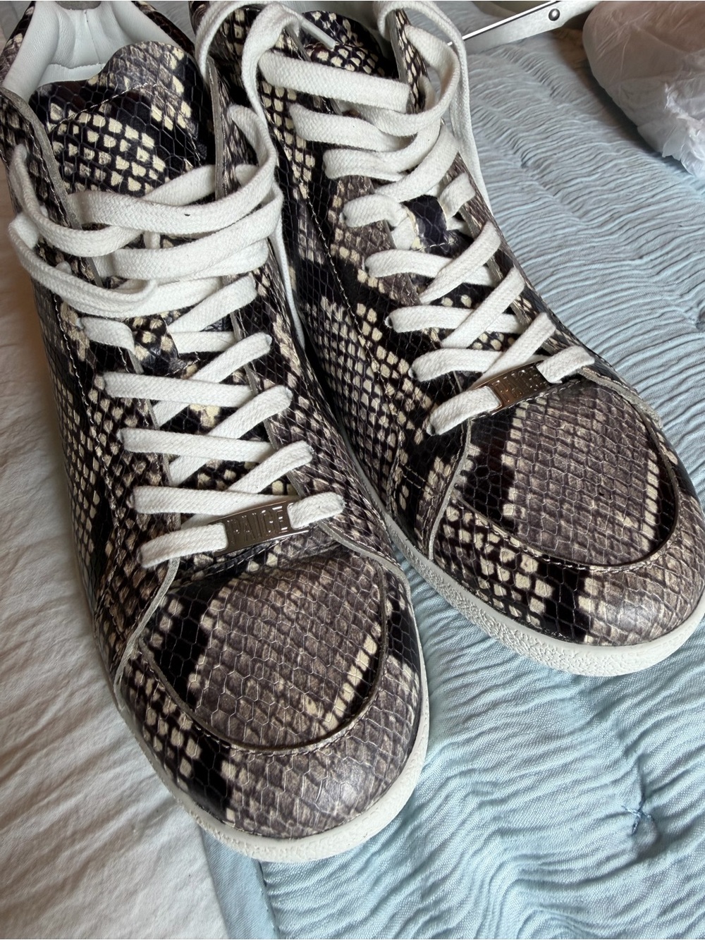 PAIGE Snake Embossed Goat Leather Sneakers Size 10 NWOB